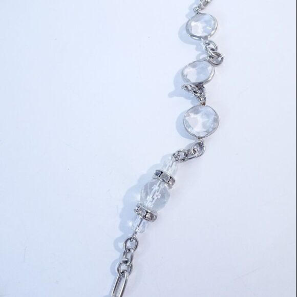 Ann Taylor Lucite Clear Stone Layer Link Toggle Necklace NWOT $59.50 - Picture 4 of 11